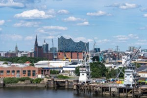 Port of Hamburg with Elbphilharmonie in the background, Germany, Europe Port of Hamburg with Elbphilharmonie in the background, Germany, Europe